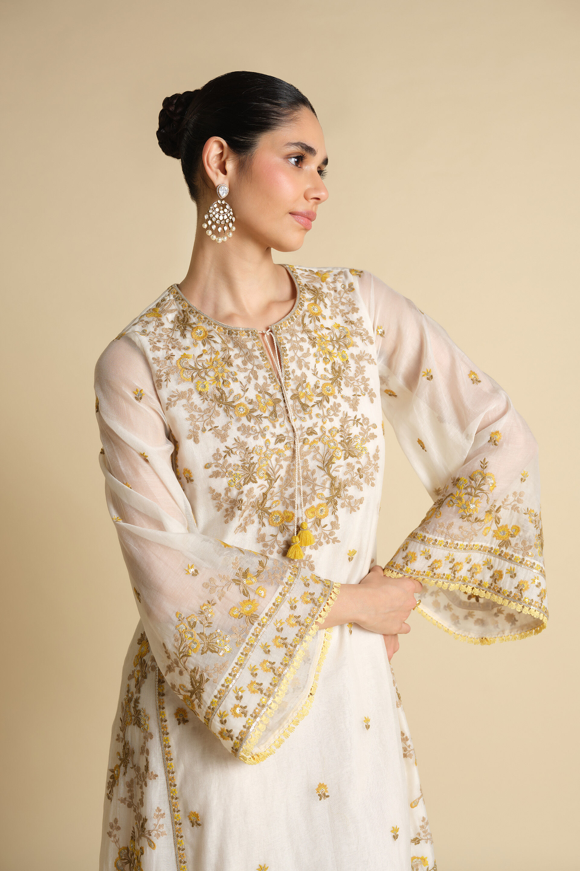 Vriddha Embroidered Mul Kaftan - Natural, Natural, image 4